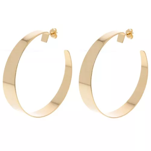 57mm Wide open hoop earrings - Fine gold plated x2