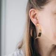 57mm - Wide open hoop earrings - Fine silver plated x2