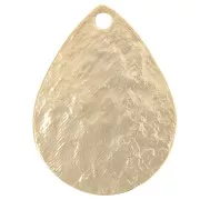 17.5x13mm Hammered drop charm - Fine gold plated x1