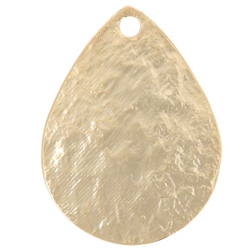 17.5x13mm Hammered drop charm - Fine gold plated x1