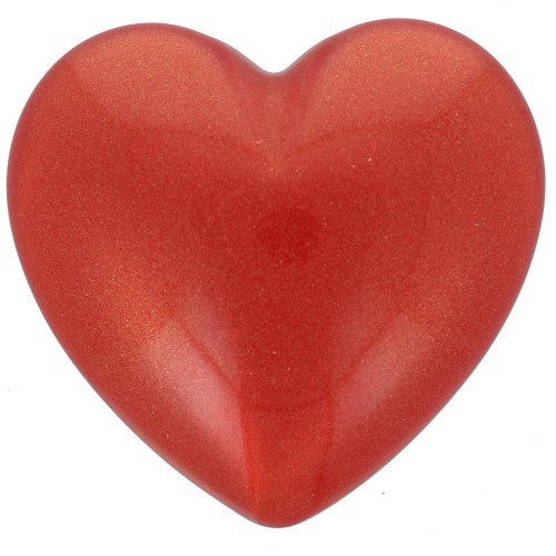 Cabochon heart 25.5x27 mm in opaque resin - Pearlescent red x1