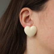 Cabochon heart 25.5x27 mm in opaque resin - Light blue pearl x1