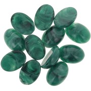 14x10 mm oval cabochon in opaque resin - Marbled bottle green x1
