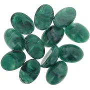 14x10mm Opaque resin oval cabochon - Marbled bottle green x1