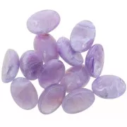 14x10mm Opaque resin oval cabochon - Lavender marbled x1