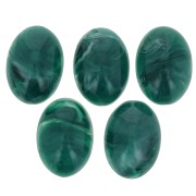 Resin oval cabochon 14x10 mm - Marbled bottle green x1