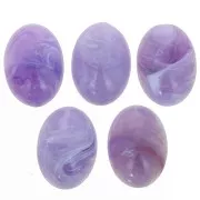 Resin oval cabochon 14x10 mm - Lavender marbled x1