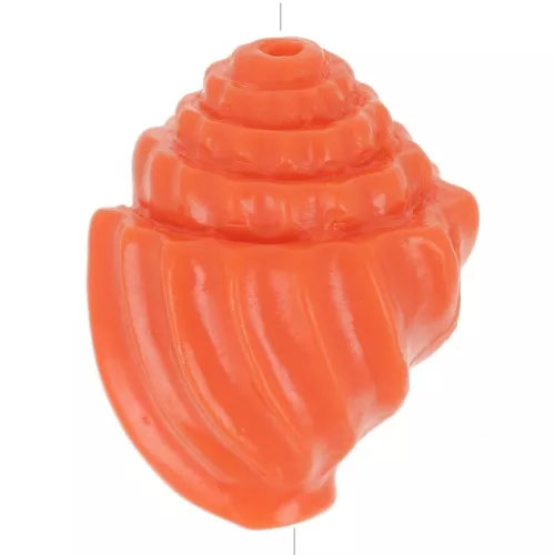 17x12mm Plastic shell bead - Orange coral x1