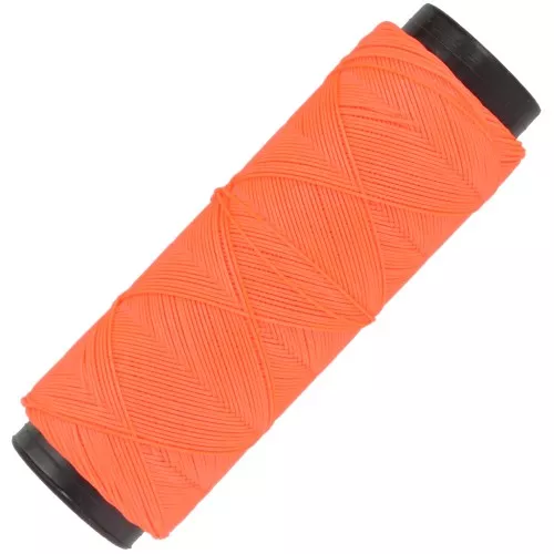 Slam Cord flat waxed polyester thread for micro macramé 0.6 mm - Neon orange x100m