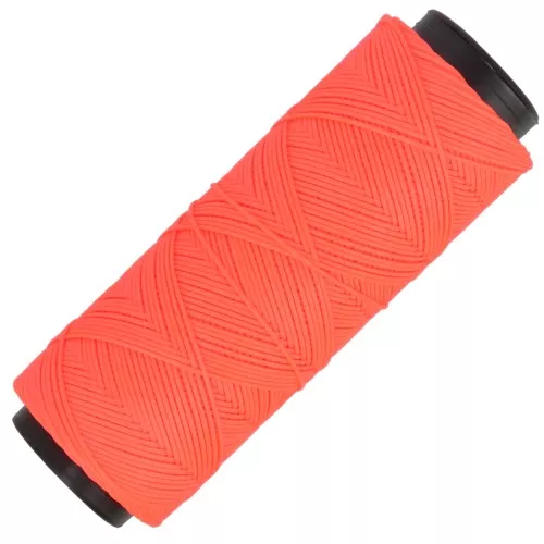 Slam Cord waxed polyester flat yarn for micro macramé 0.8 mm - Neon orange x100m