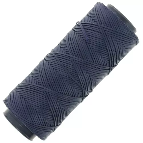 Flat waxed polyester thread - Slam Cord for micro macramé 1 mm - Midnight blue x100m