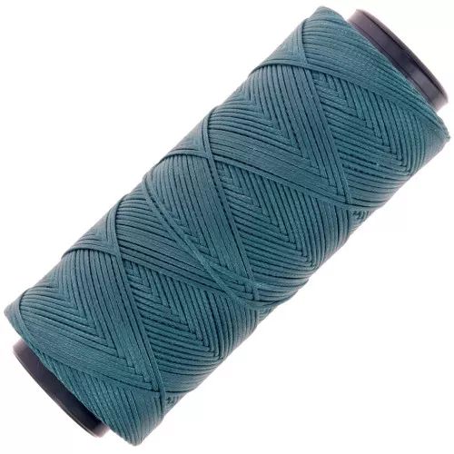 Flat waxed polyester thread - Slam Cord for micro macramé 1 mm - Duck green x100m