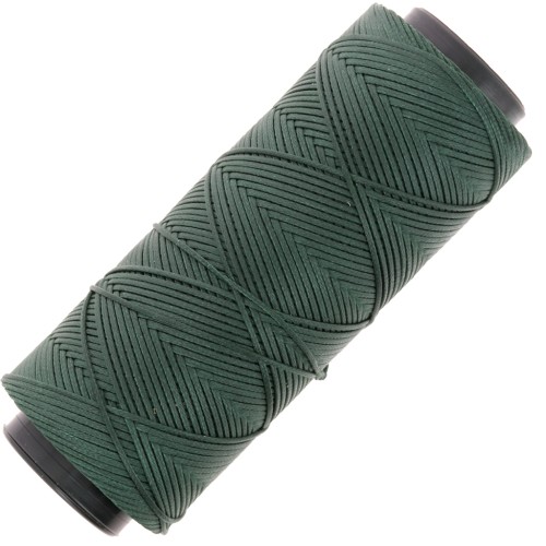 Flat waxed polyester thread - Slam Cord for micro macramé 1 mm - Dark green x100m