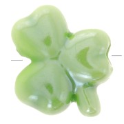 13x12mm Ceramic clover bead - Iridescent light green x1|raw }}