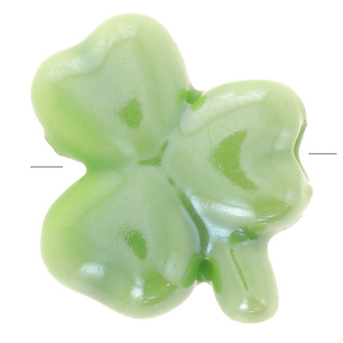 13x12mm Ceramic clover bead - Iridescent light green x1