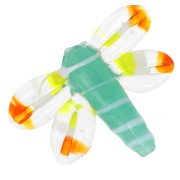 27x37mm Dragonfly glass bead - Water green - Orange x1