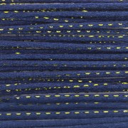 1.8mm Nylon rat tail cord with metallic cord - Dark blue - Gold x3m