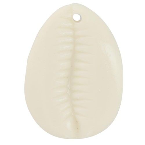 22x16mm Cauri resin pendant - Ecru x1