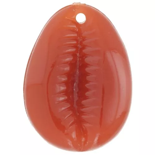 22x16mm Cauri resin pendant - Red brown x1