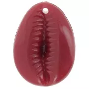 22x16mm Cauri resin pendant - Burgundy x1