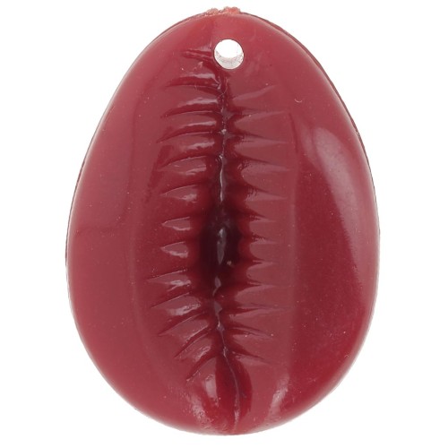 22x16mm Cauri resin pendant - Burgundy x1