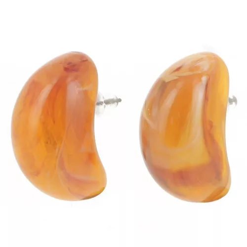 28x16mm translucent resin drop earrings - Apricot marbled x2