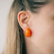 28x16mm translucent resin drop earrings - Apricot marbled x2