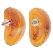 28x16mm translucent resin drop earrings - Apricot marbled x2