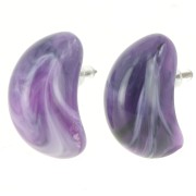 28x16mm opaque resin drop earrings - Dark purple marbled x2