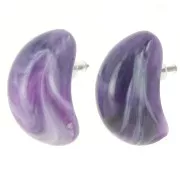 28x16mm opaque resin drop earrings - Dark purple marbled x2