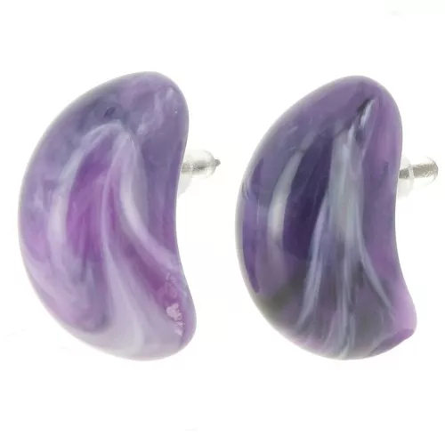 28x16mm opaque resin drop earrings - Dark purple marbled x2