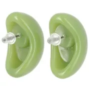 28x16mm opaque resin drop earrings - Avocado green x2