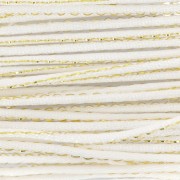 1.8 mm Nylon Rat-Tail Cord with Metallic Thread - White - Gold x 2.9 m