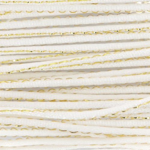 1.8 mm Nylon Rat-Tail Cord with Metallic Thread - White - Gold x 2.9 m