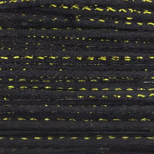 1.8mm Nylon rat tail cord with metallic cord - Black - Gold x3m