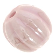 13mm Ceramic pumpkin beads - Iridescent light pink x10