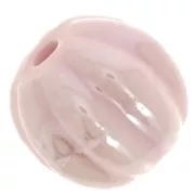 13mm Ceramic pumpkin beads - Iridescent light pink x10