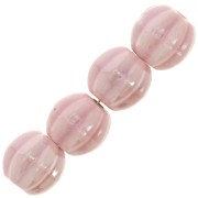 13mm Ceramic pumpkin beads - Iridescent light pink x10