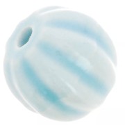 12 mm Ceramic Pumpkin Beads - Light Blue Iridescent x10