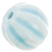 12 mm Ceramic Pumpkin Beads - Light Blue Iridescent x10