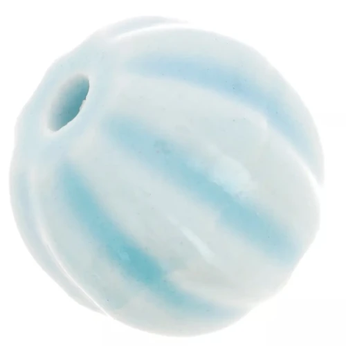12 mm Ceramic Pumpkin Beads - Light Blue Iridescent x10