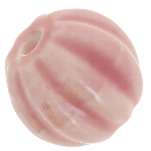13mm Ceramic pumpkin beads - Iridescent pink x10