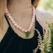 13mm Ceramic pumpkin beads - Iridescent pink x10