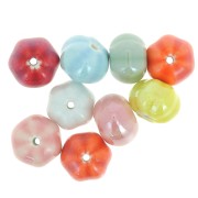 14mm Ceramic pumpkin beads - Multicolored iridescent x10|raw }}