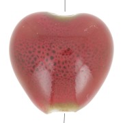 15x15.5mm Ceramic heart beads - Red - Black speckled x5