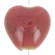 15x15.5mm Ceramic heart beads - Red - Black speckled x5