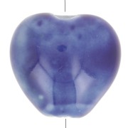 15x15.5mm Ceramic heart beads - Dark blue marbled x5