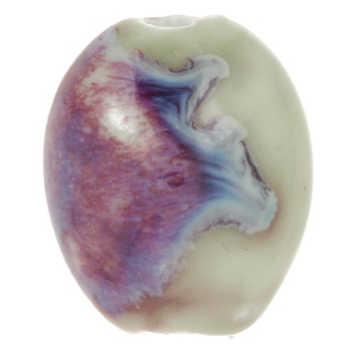 21x18mm olive ceramic beads - Sage green - Purple marbled x4