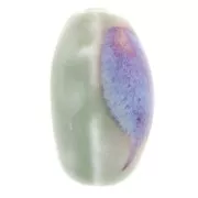 21x18mm olive ceramic beads - Sage green - Purple marbled x4