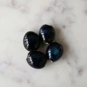 21x18mm olive ceramic beads - Dark brown - Midnight blue marbled x4